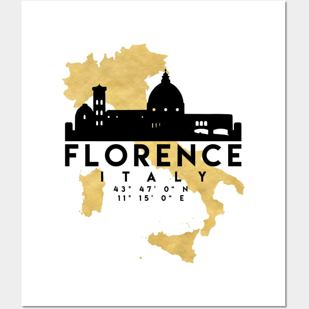 Florence Italy Skyline Map Art Wall Art by deificusArt